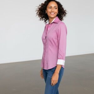 ⭐️ NWT Talbots petite button down long sleeve shirt contrasting collar cuffs 2P